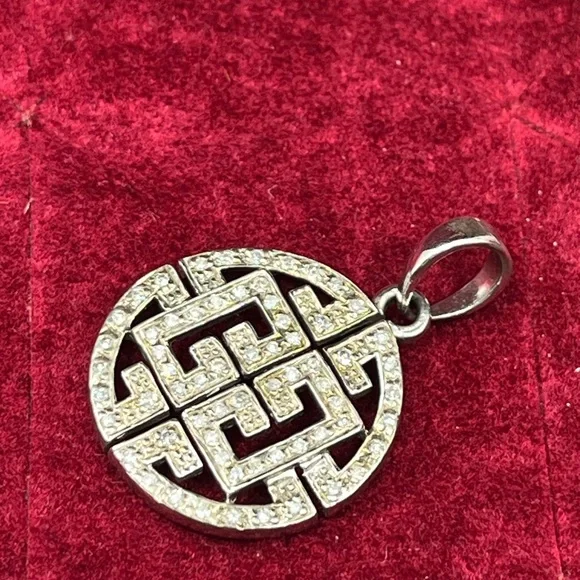 Vintage Affinity 925 Sterling Silver Real Diamond Pendant - Picture 10 of 16